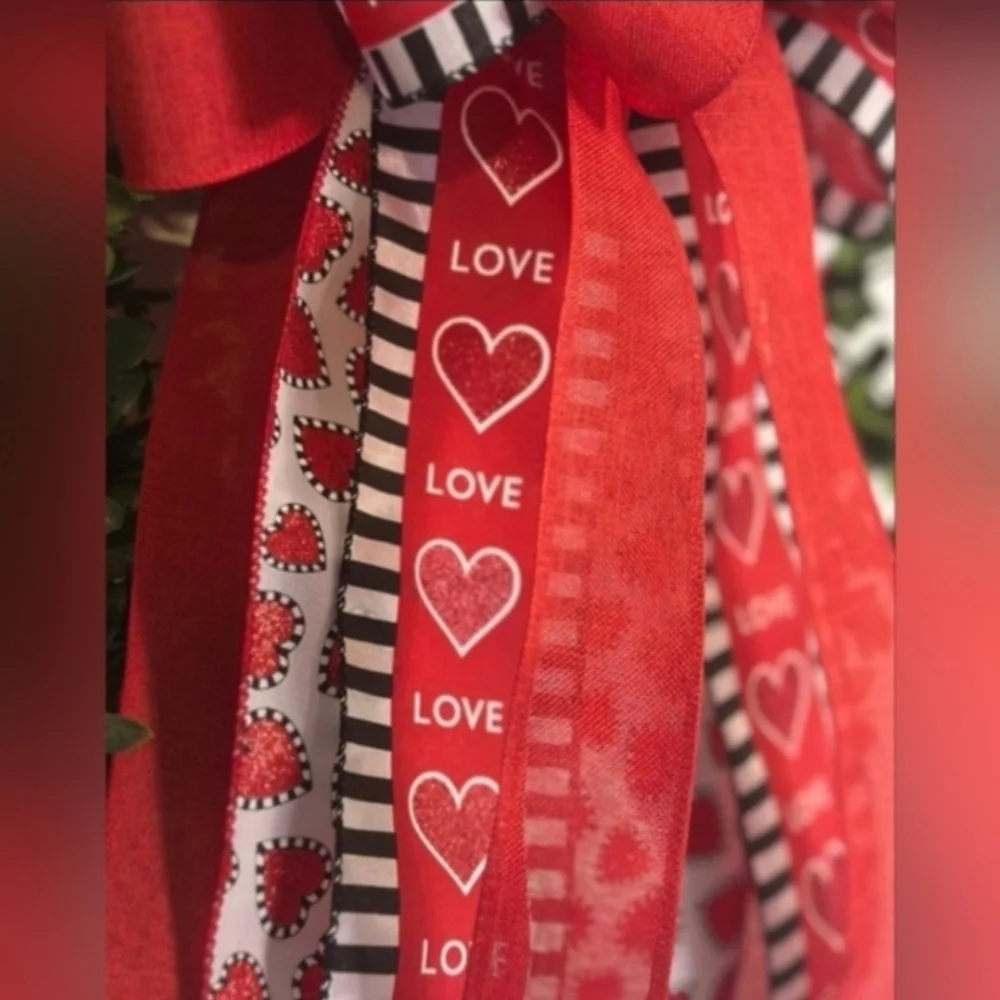 Festive Red and Black Valentines  Bow